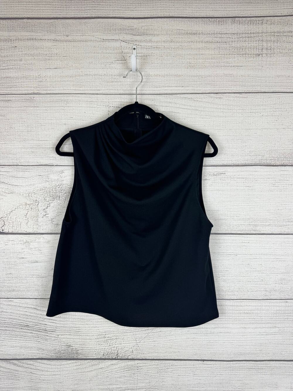 Zara Women's Black High Neck Sleeveless Top Size Medium